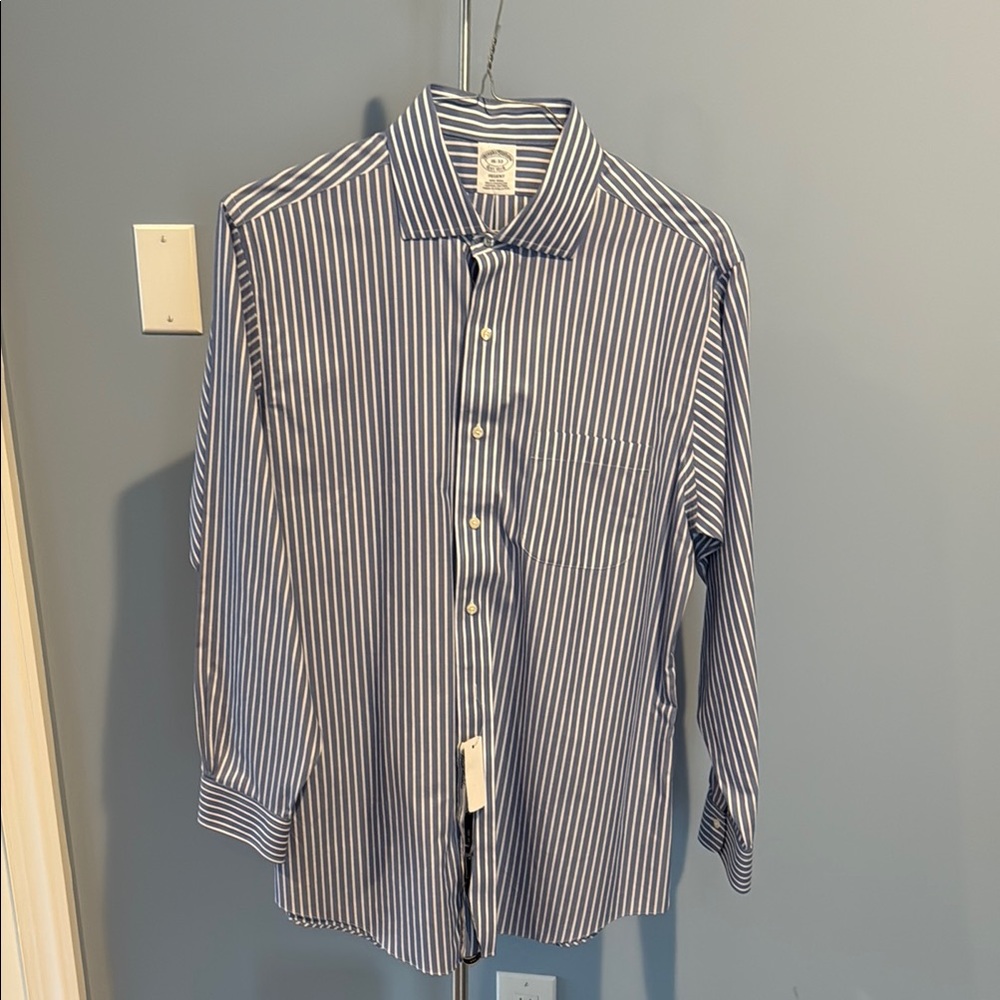 NWT …Brooks Brothers Men's Blue Striped Shirt